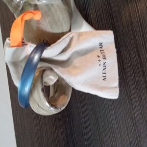 Alexis Bittar Skinny Tapered Lucite Bangle Bracelet Montana Blue w bag